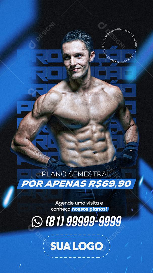 Post Academia Plano Semestral Social Media PSD Editável