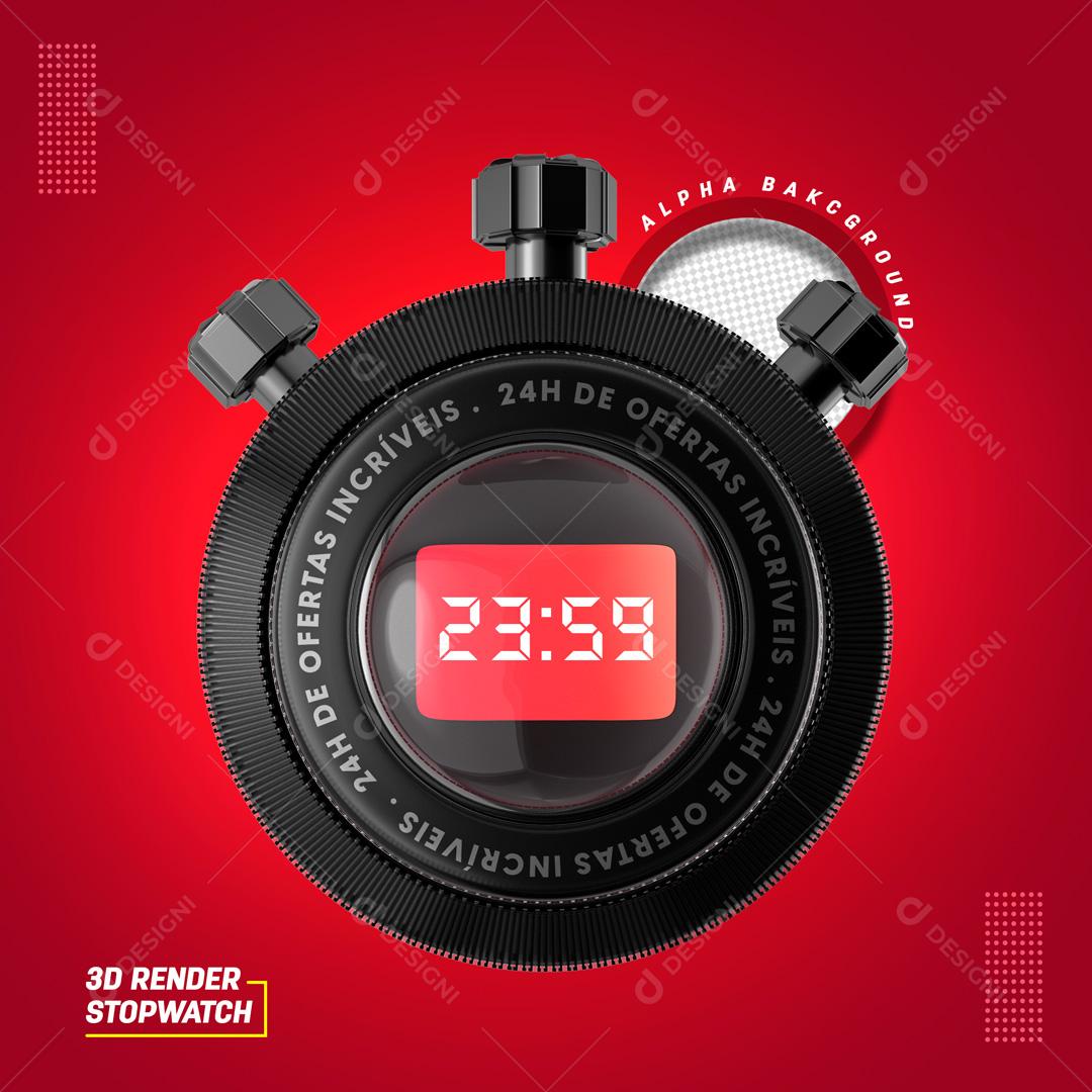Elemento 3D Para Composição Cronometro De Ofertas PSD Editável