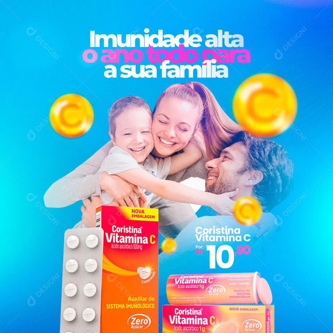 Social Media Feed Farmácia Imunidade Alta o Ano Todo PSD Editável