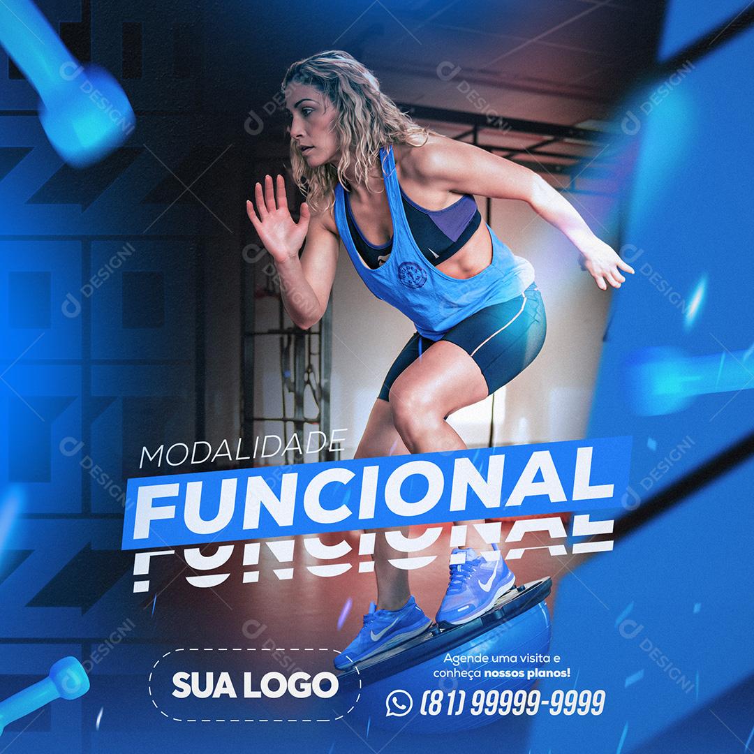 Post Academia Modalidade Funcional Social Media PSD Editável