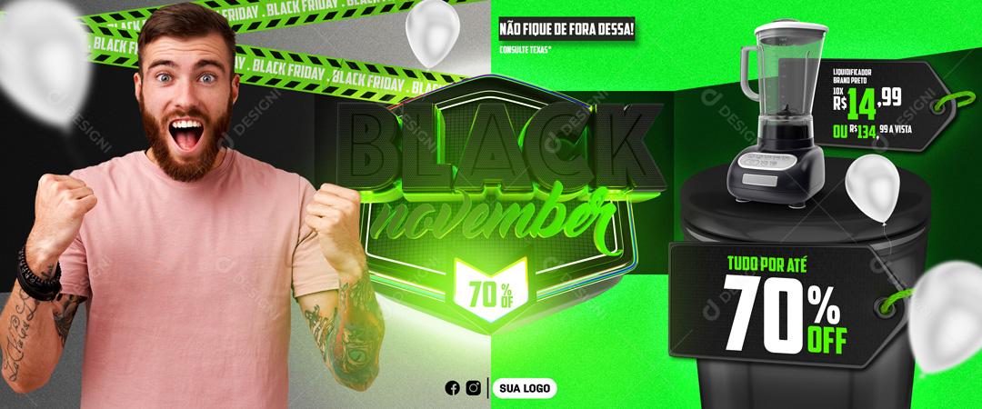 Black November Tudo Com Até 70% De Desconto Social Media PSD Editável