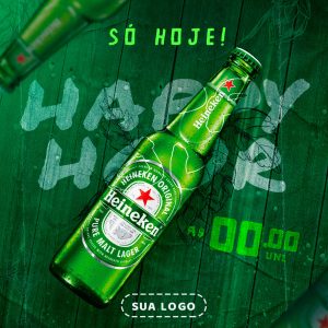 Social Media Bebidas Só Hoje Happy Hour Cerveja Heineken PSD Editável