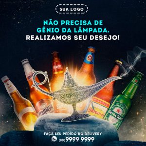 Social Media Bebidas Não Precisa de Génio da Lâmpada Cervejas PSD Editável