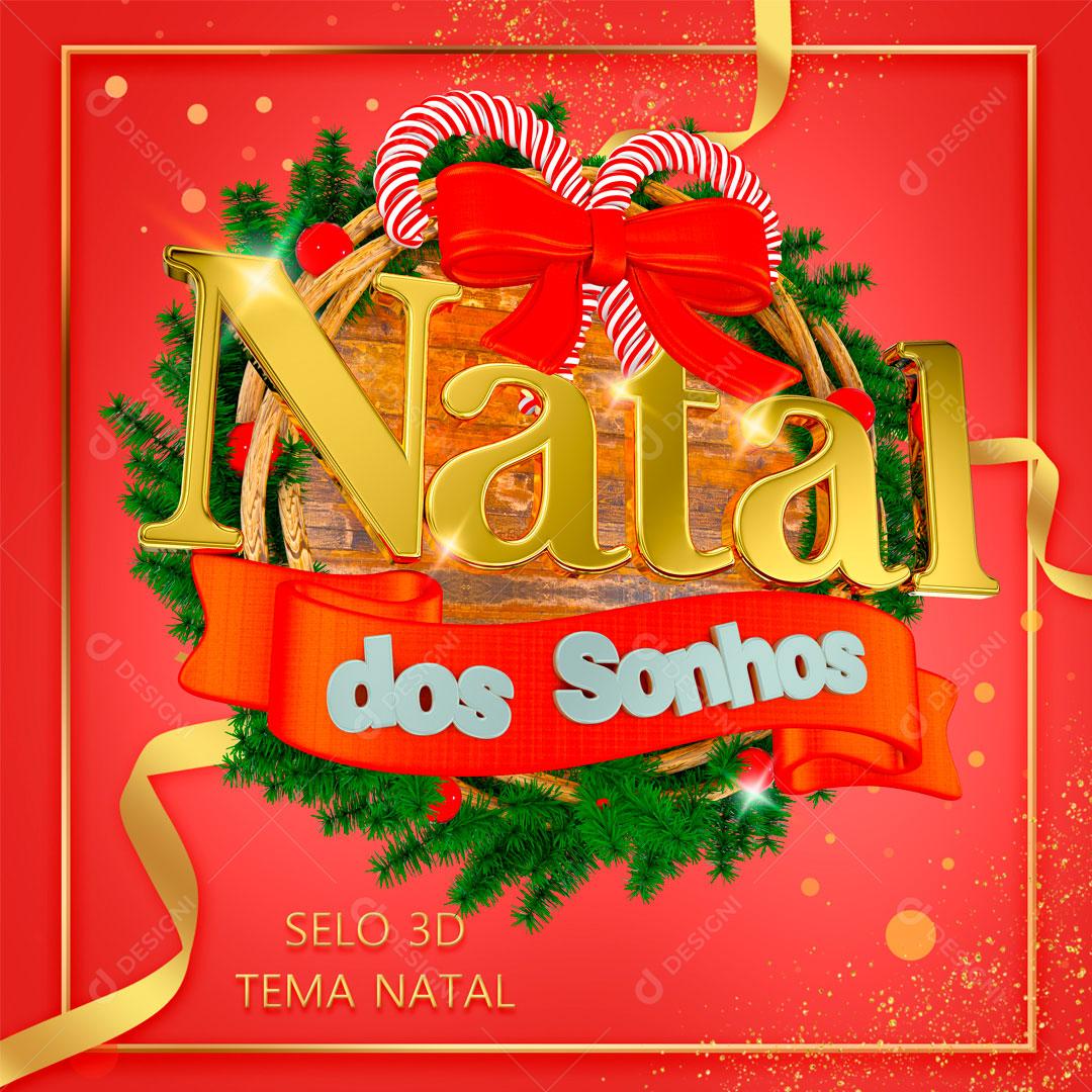 Natal dos Sonhos Selo 3D Para Composição PNG Transparente Sem Fundo