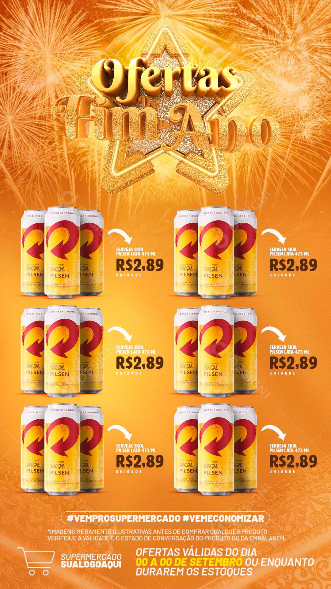 Story Encarte Bebidas Ofertas de Fim de Ano Cervejas Produtos Social Media PSD Editável