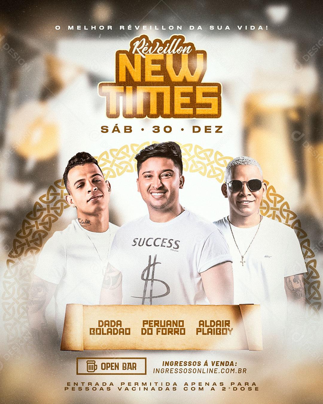 Flyer Show Pré Réveillon New Times Cantores Artistas PSD Editável