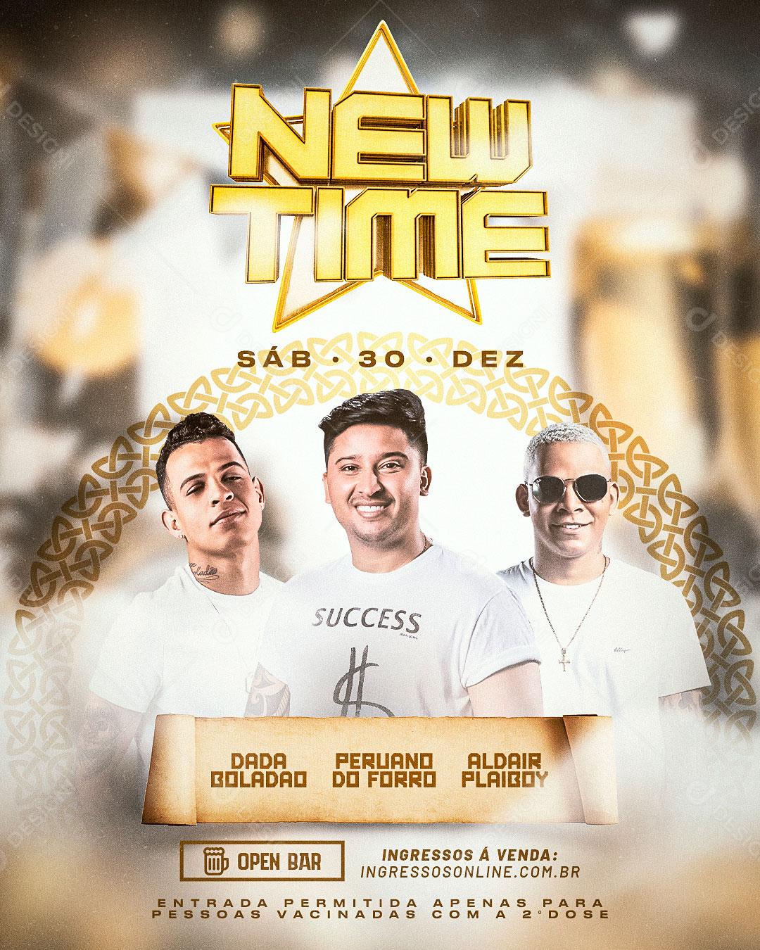 Flyer Show Pré Réveillon New Time Cantores Artistas PSD Editável