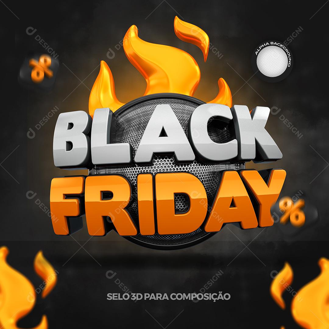 Selo 3D Para Composição Semana Black Friday PSD