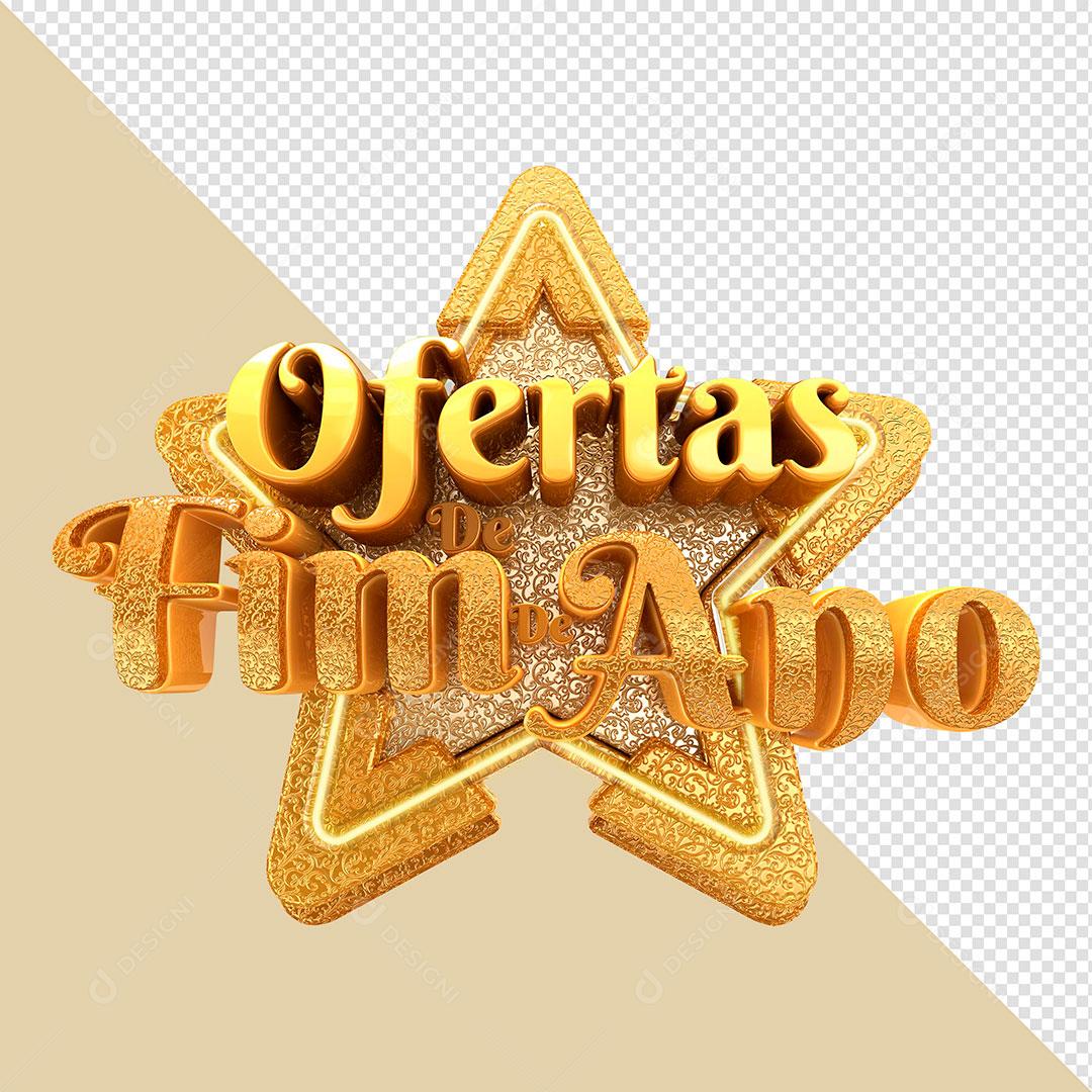 Ofertas Fim de Ano Estrela Selo 3D Para Composição PNG Transparente