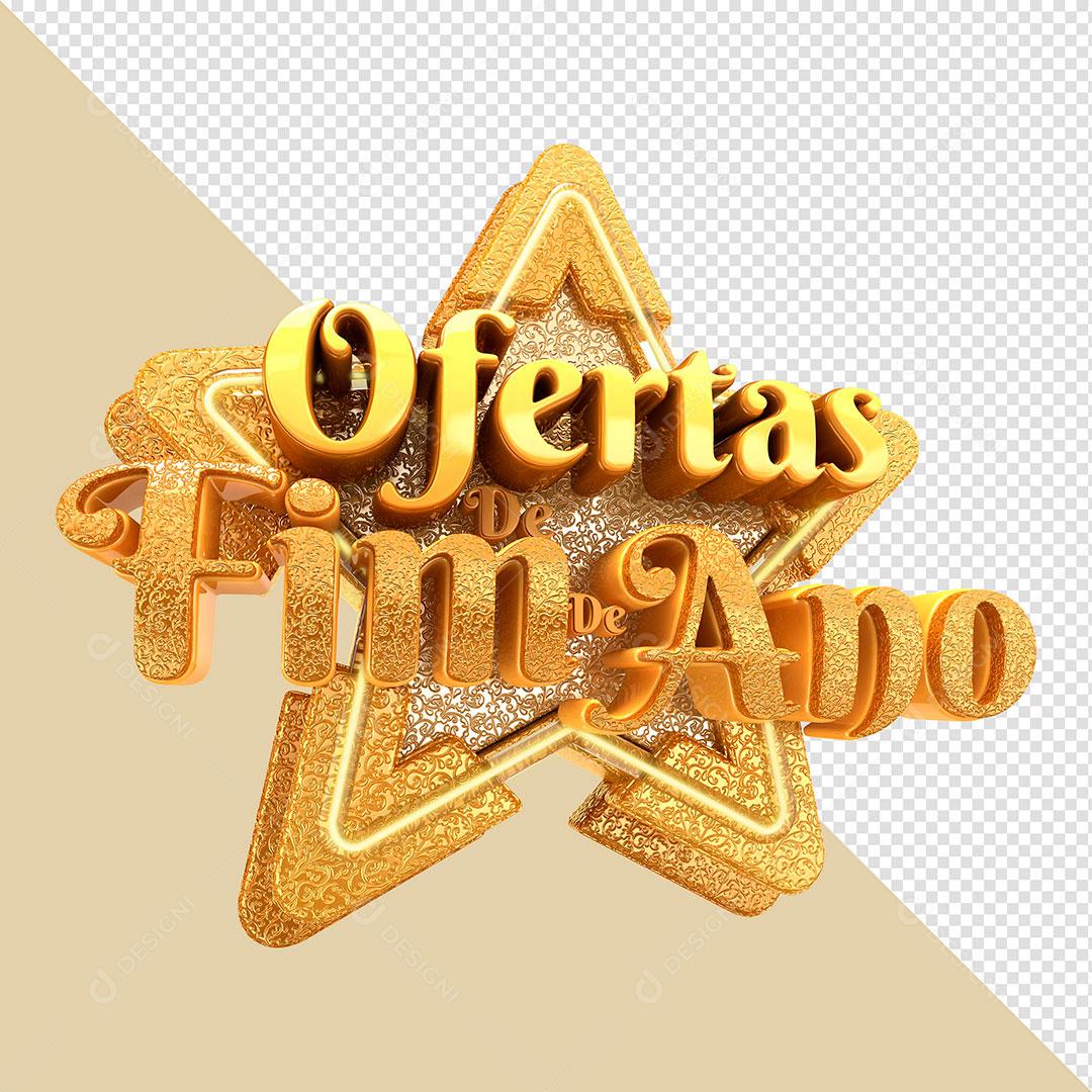 Ofertas Fim de Ano Estrela Selo 3D Para Composição PNG Transparente