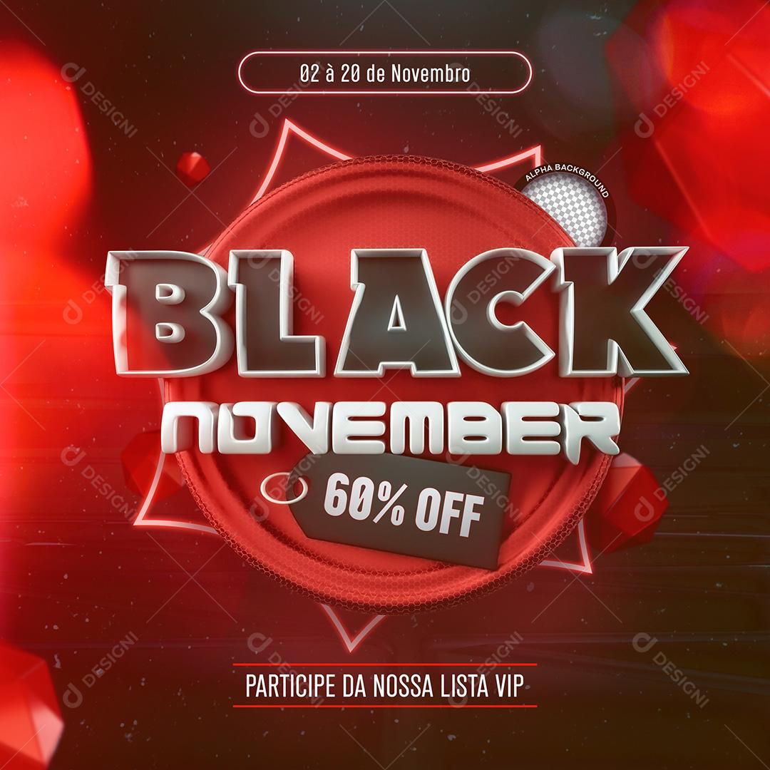 Post Black November 60% OFF Social Media PSD Editável
