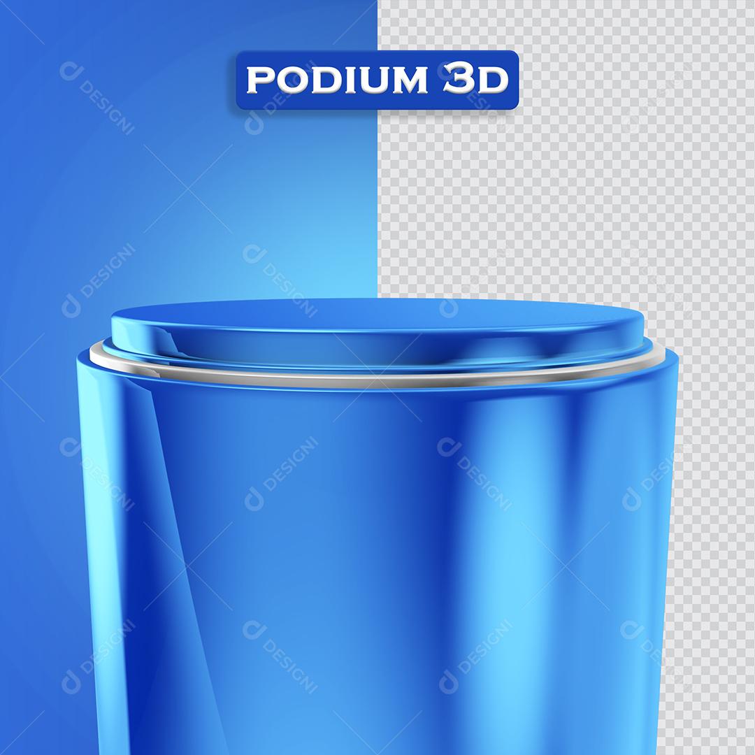 Podium Base Elemento 3D Azul Para Composição PSD