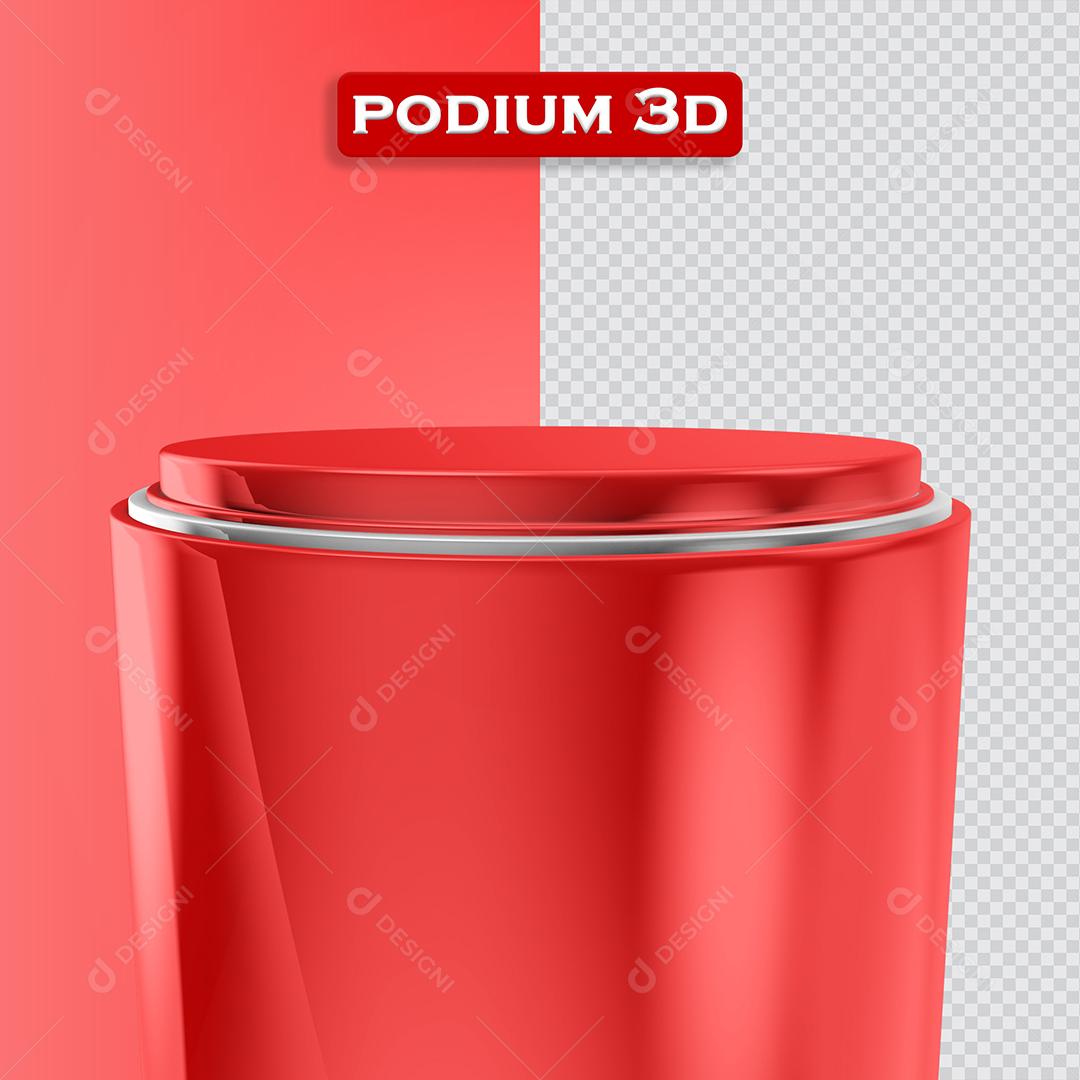 Podium Base Elemento 3D Vermelho Para Composição PSD