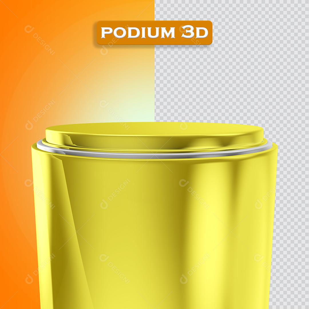 Podium Base Elemento 3D Amarelo Para Composição PSD