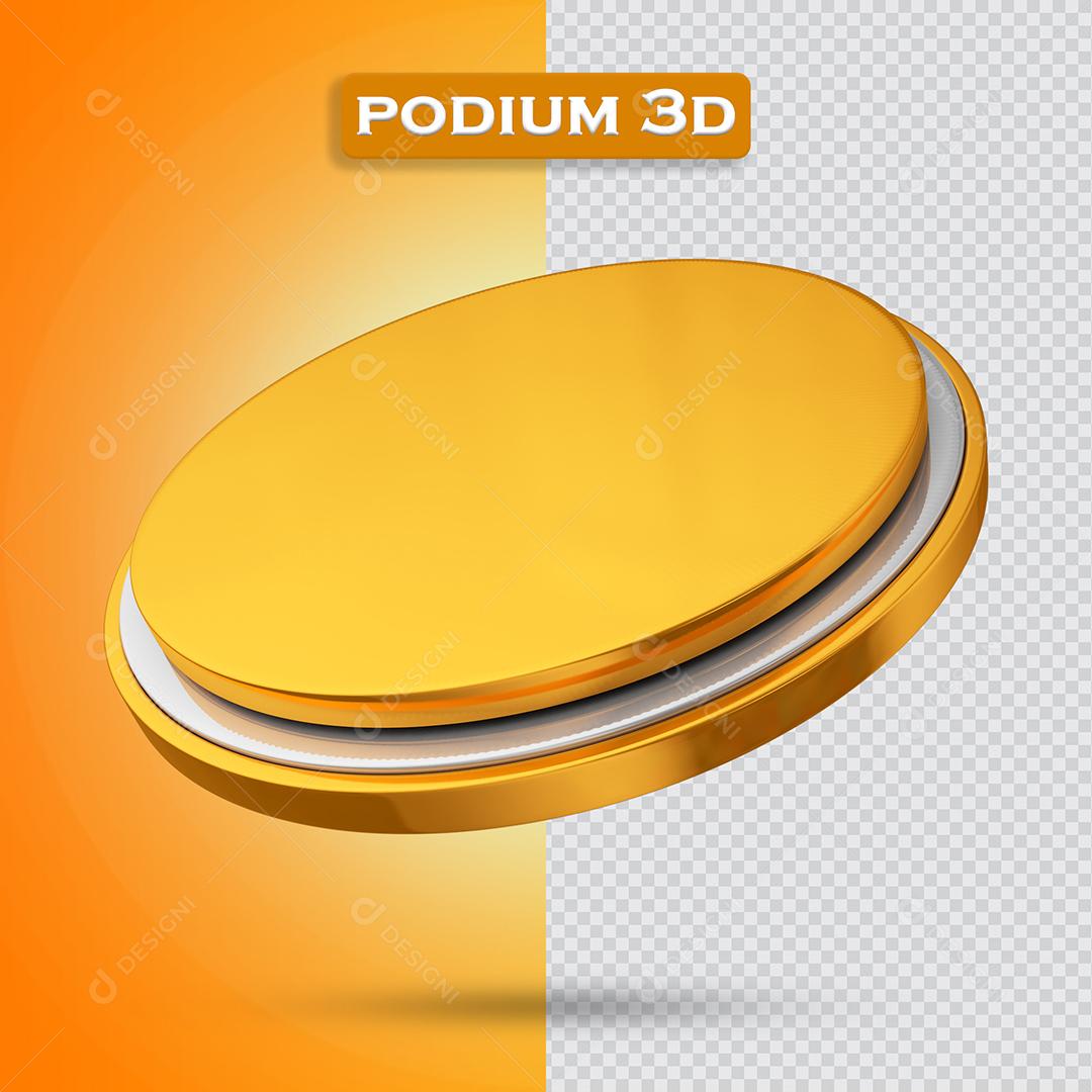 Podium Elemento 3D Dourado Para Composição PSD