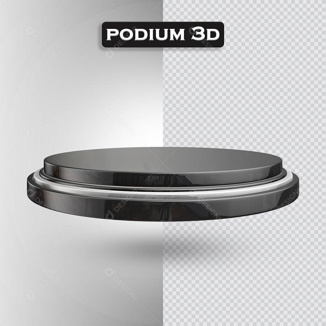 Podium Elemento 3D Preto Para Composição PSD