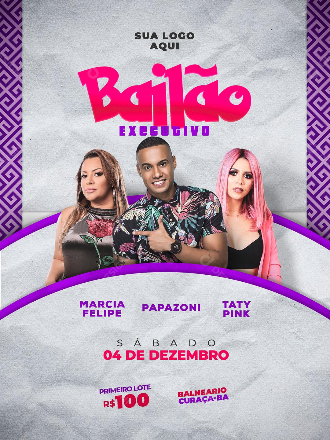 Feed Flayer Bailão Executive Papazoni Taty Pink Social Media PSD Editável