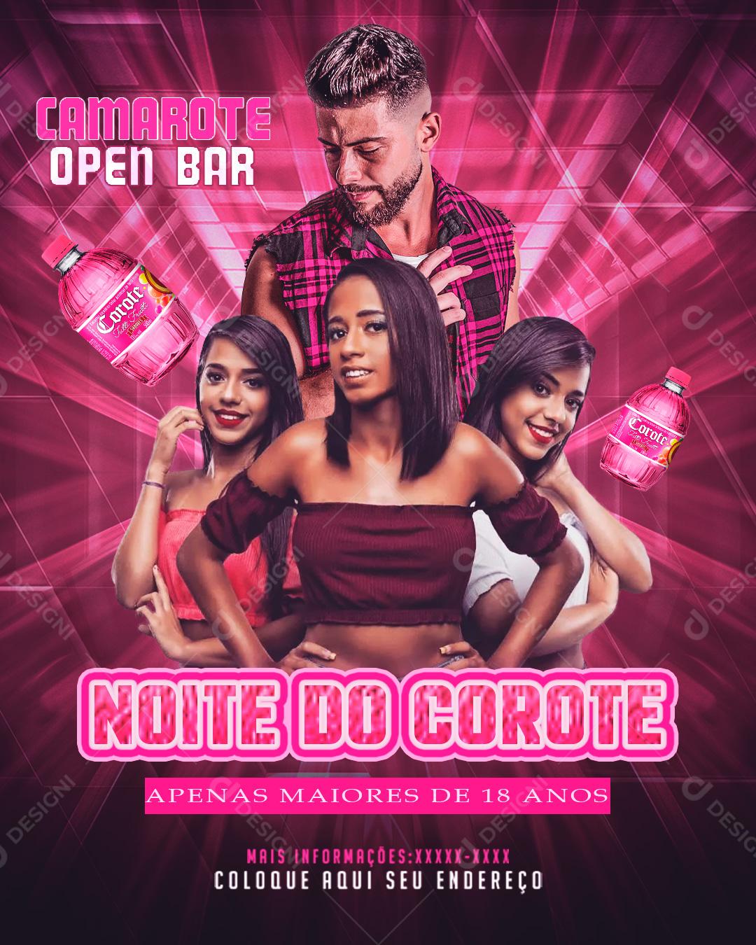 Feed Flayer Camarote Open Bar Noite Do Corote Social Media PSD Editável