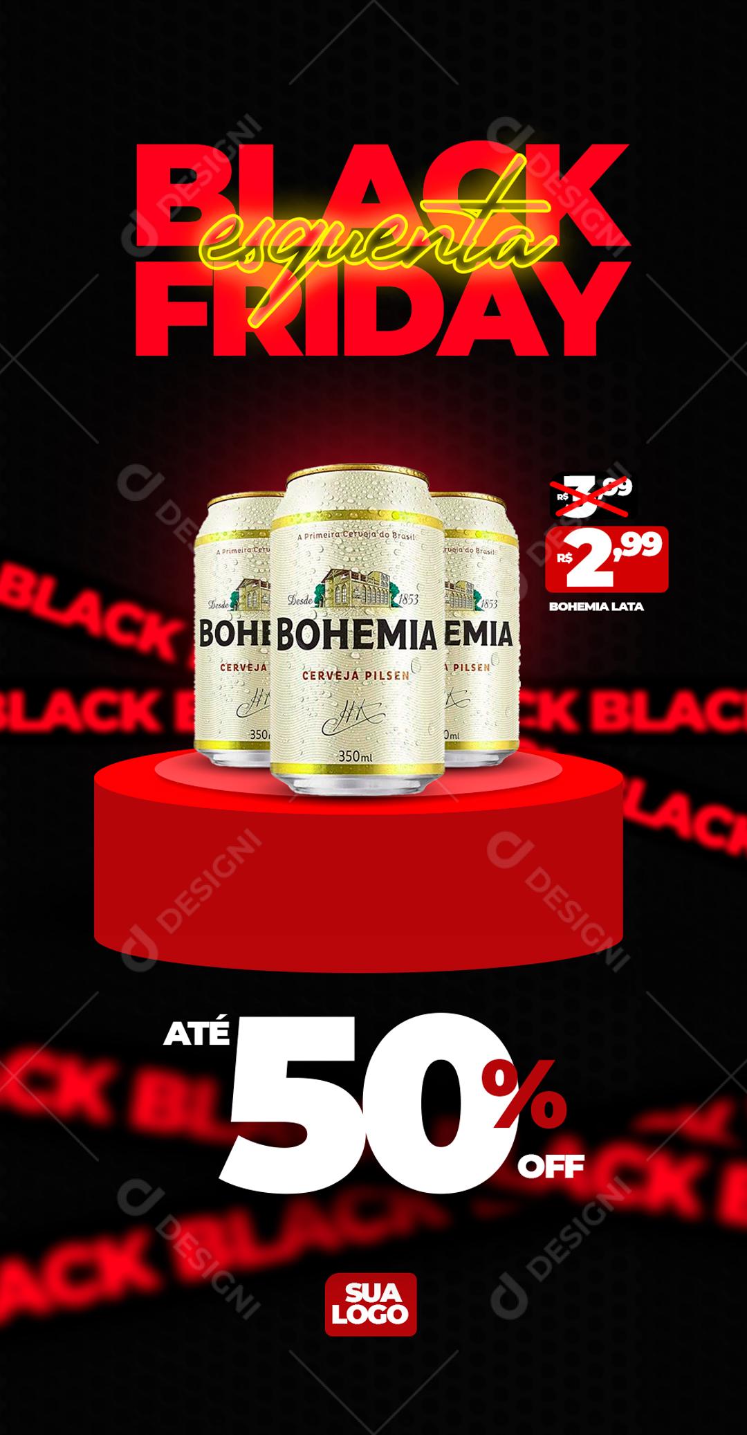 Black Friday Esquenta Cervejas E Bebidas Com 50% De Desconto Social Media PSD Editável