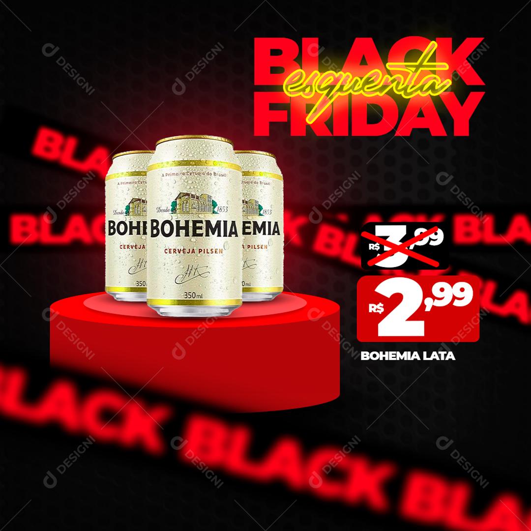 Black Friday Esquenta Cervejas E Bebidas Com 50% De Desconto Social Media PSD Editável