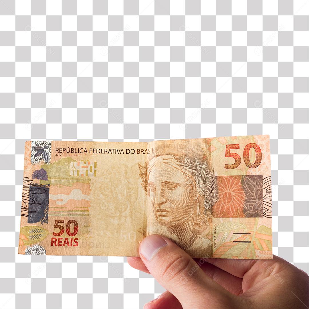 Pessoa Segurando Uma Nota de 50 Reais PNG Transparente Sem Fundo