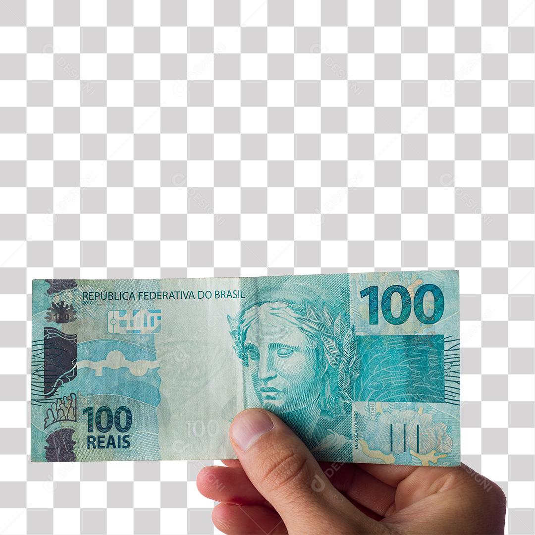 Pessoa Segurando Uma Nota de 100 Reais PNG Transparente Sem Fundo