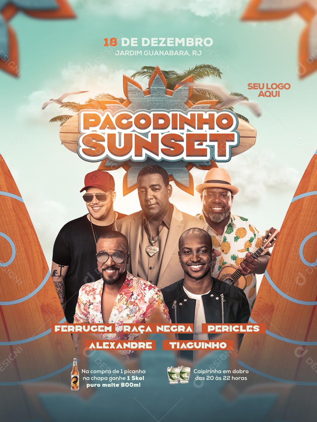 Feed Flyer Pagodinho Sunset Social Media PSD Editável