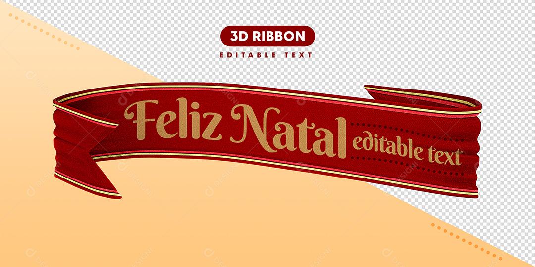 Elemento 3D Para Composição Faixa De Feliz Natal PSD Texto Editável