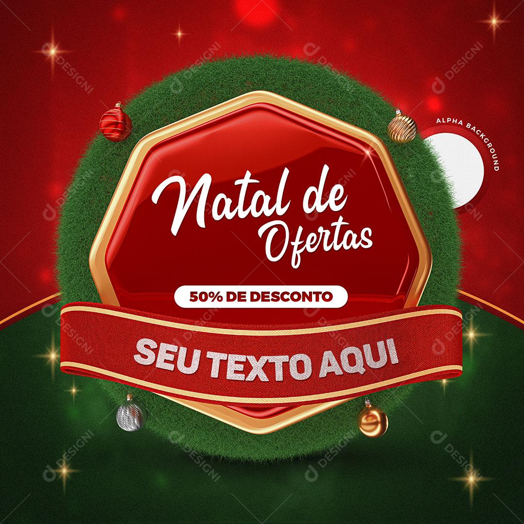 Guirlanda Natal de Ofertas 50% de Desconto Elemento 3D Para Composição PSD Editável