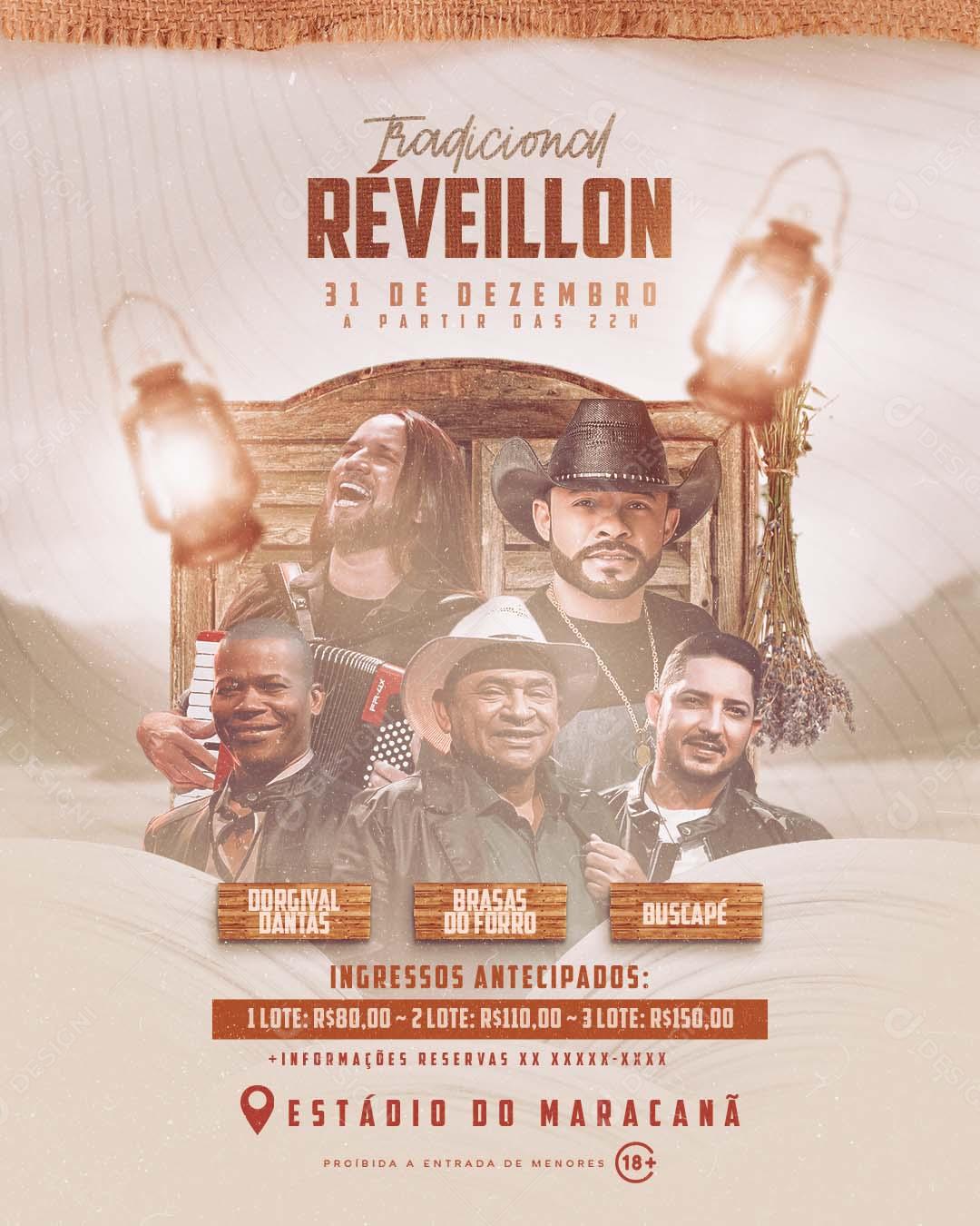 Flyer Post Tradicional Réveillon Social Media PSD Editável