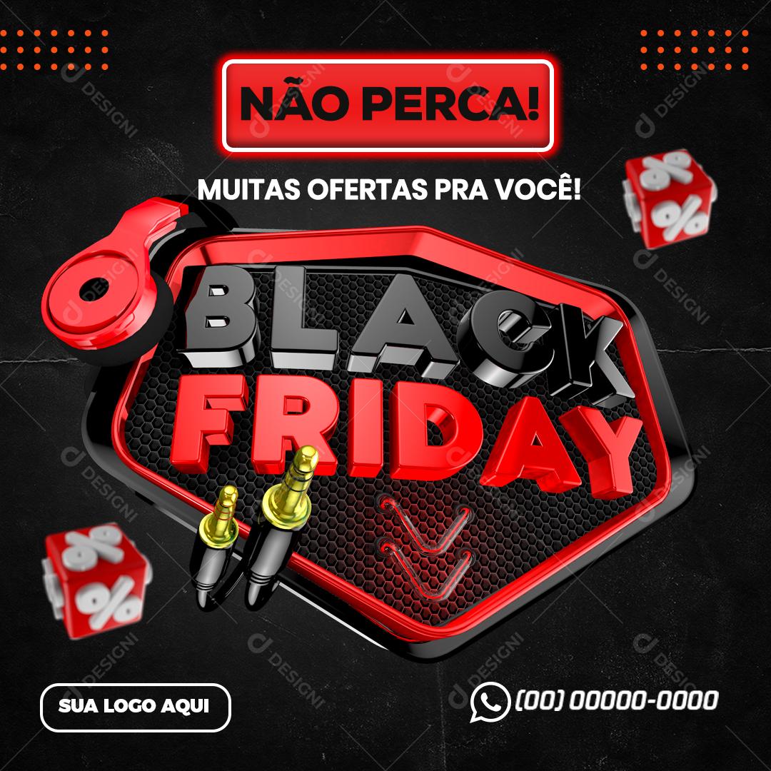 Panfleto Black Friday Muitas Ofertas Para Você Social Media PSD Editável