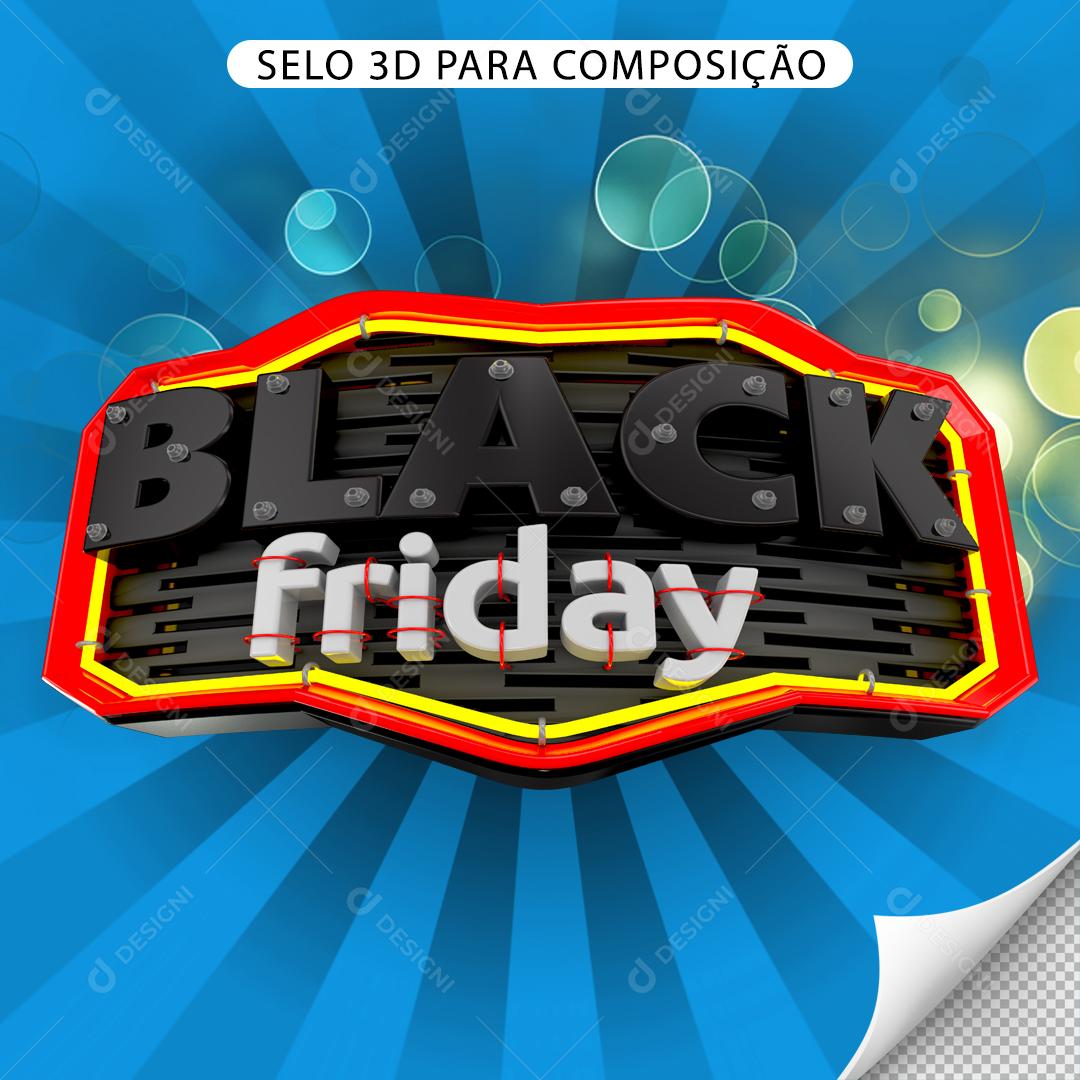 Selo 3D para Composição Black Friday PNG Transparente Sem Fundo