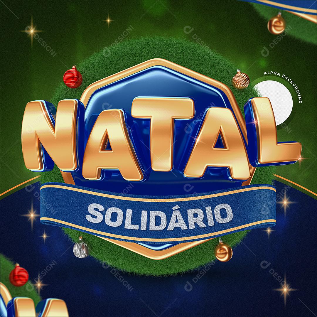 Selo 3D Para Composição Natal Solidário PSD Texto Editável