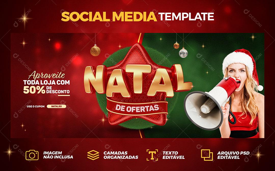 Banner Natal Premiado Aproveite Toda Loja Com 50% De Desconto Social Media PSD Editável