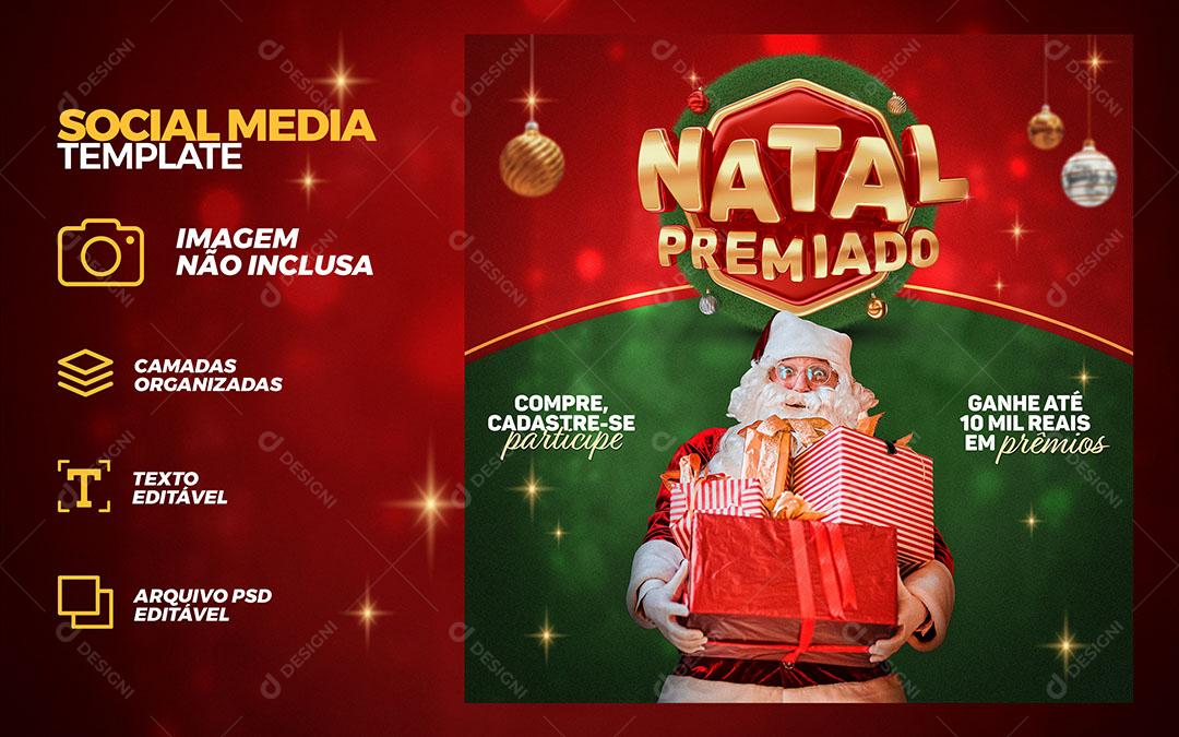 Social Media Feed Natal Premiado Lojas Presentes Produtos PSD Editável