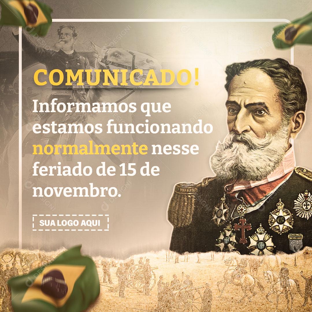 Social Media Feed Comunicado Feriado Informamos Que Estamos Funcionando PSD Editável