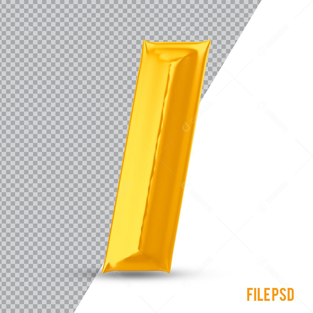 Número 1 Dourado Elemento 3D Para Composição PSD