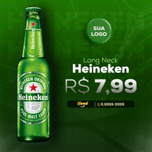 Social Media Distribuidora Cerveja Heineke Long Neck PSD Editável