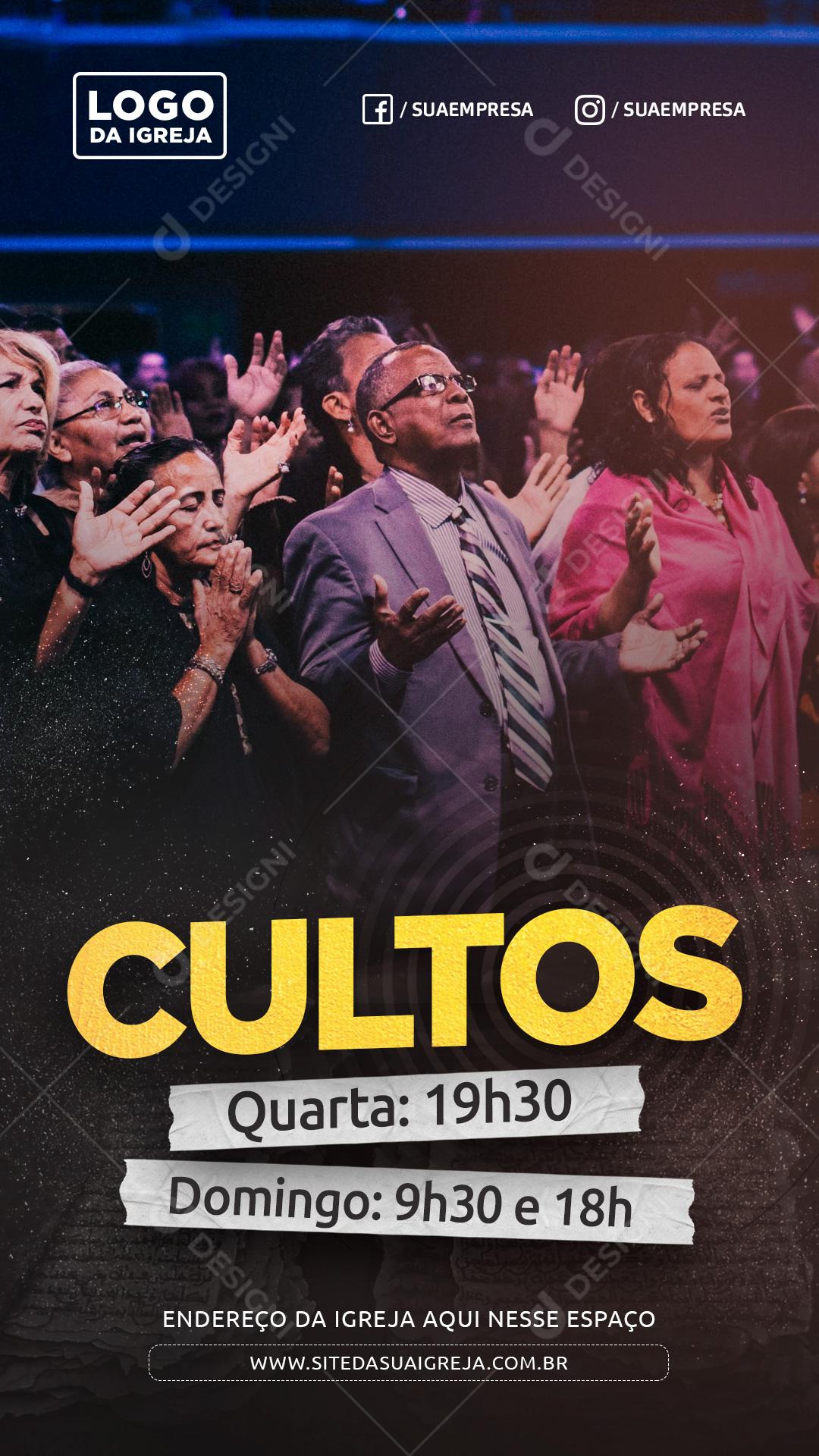 Agenda De Culto Domingo e Quarta Social Media PSD Editável