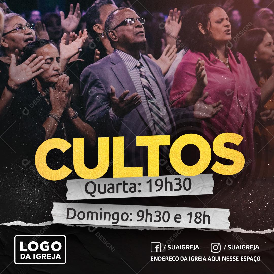 Agenda De Culto Domingo e Quarta Social Media PSD Editável