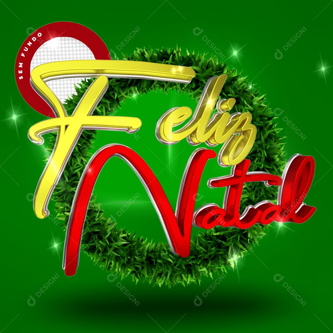 Selo 3D Para Composição Feliz Natal PSD Editável