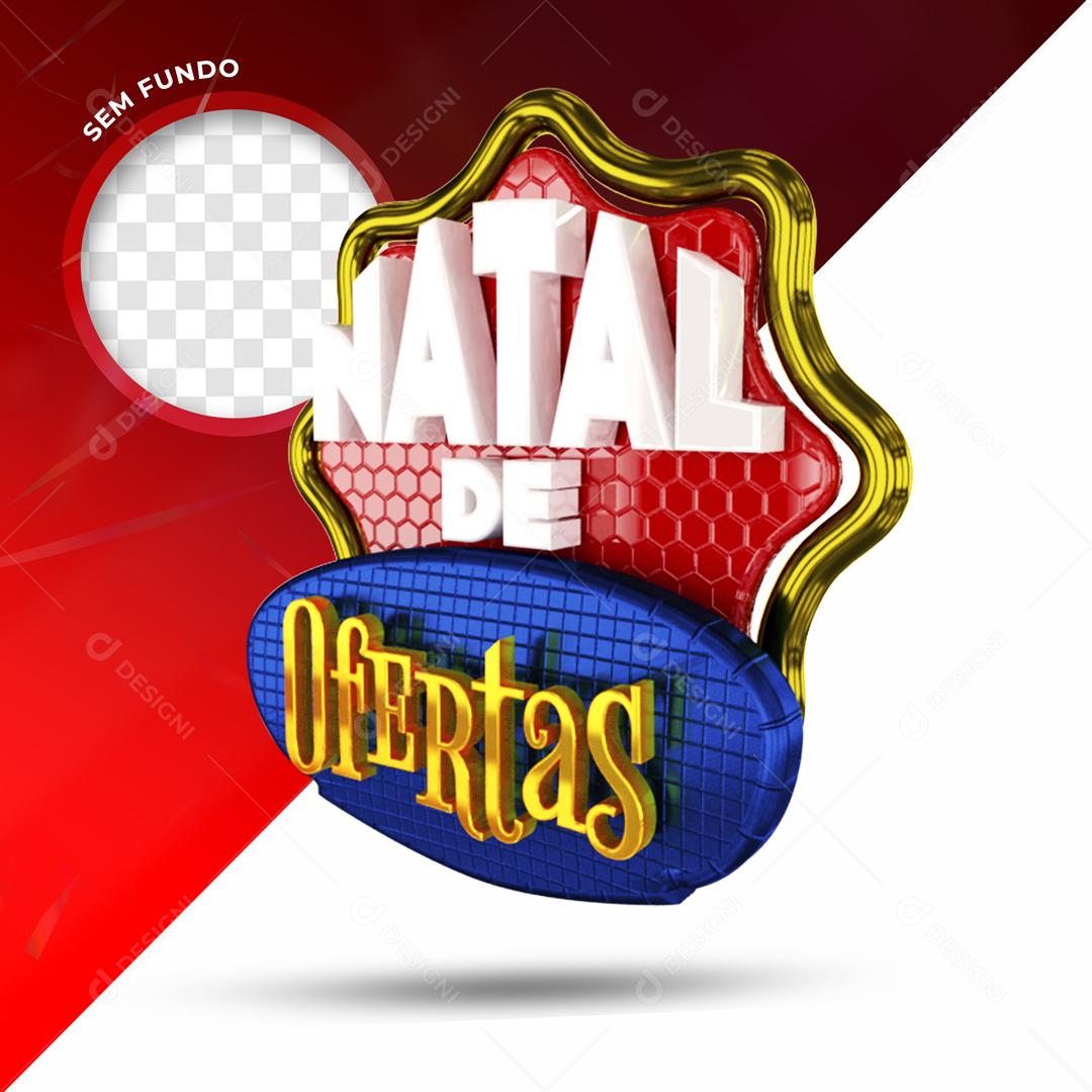Selo 3D para Composição Natal De Ofertas PSD Editável