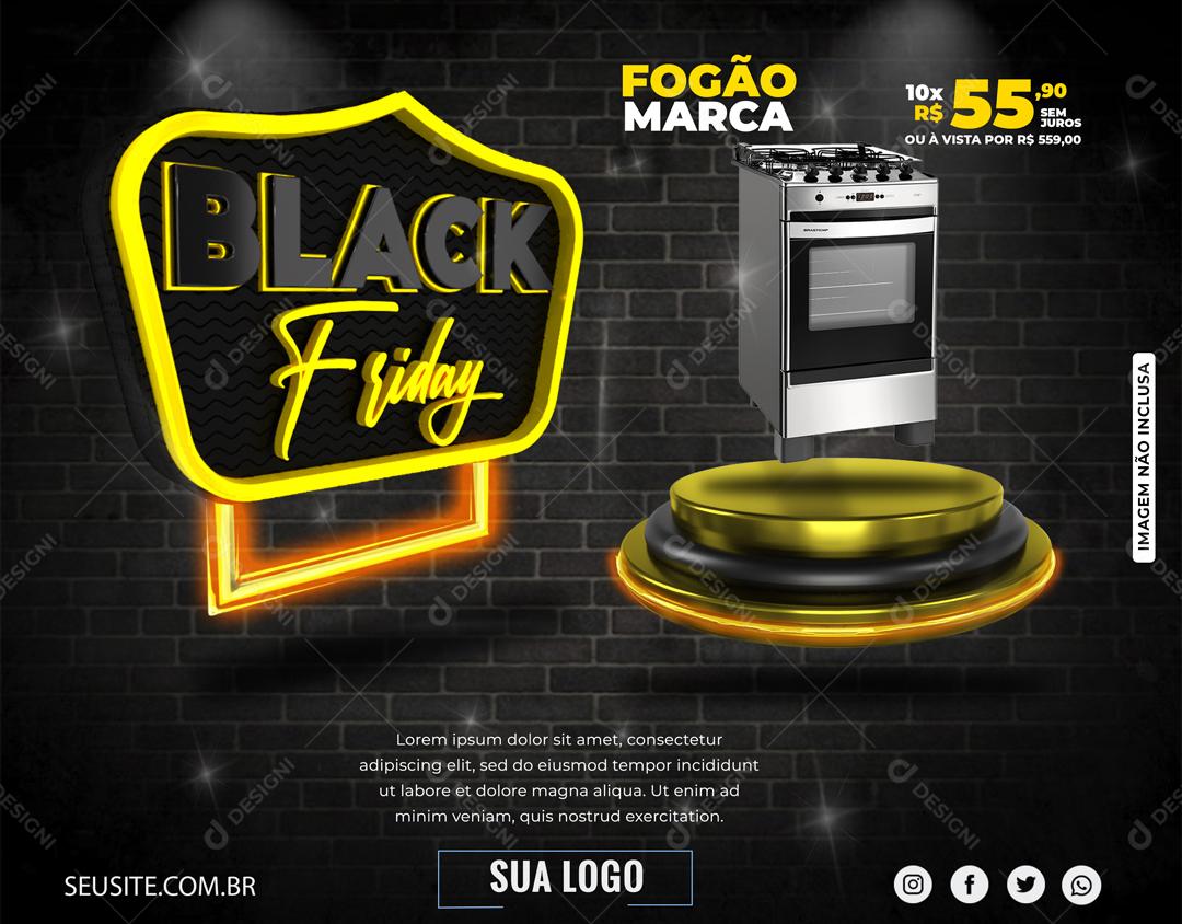 Promoção Black Friday Fogão Social Media PSD Editável