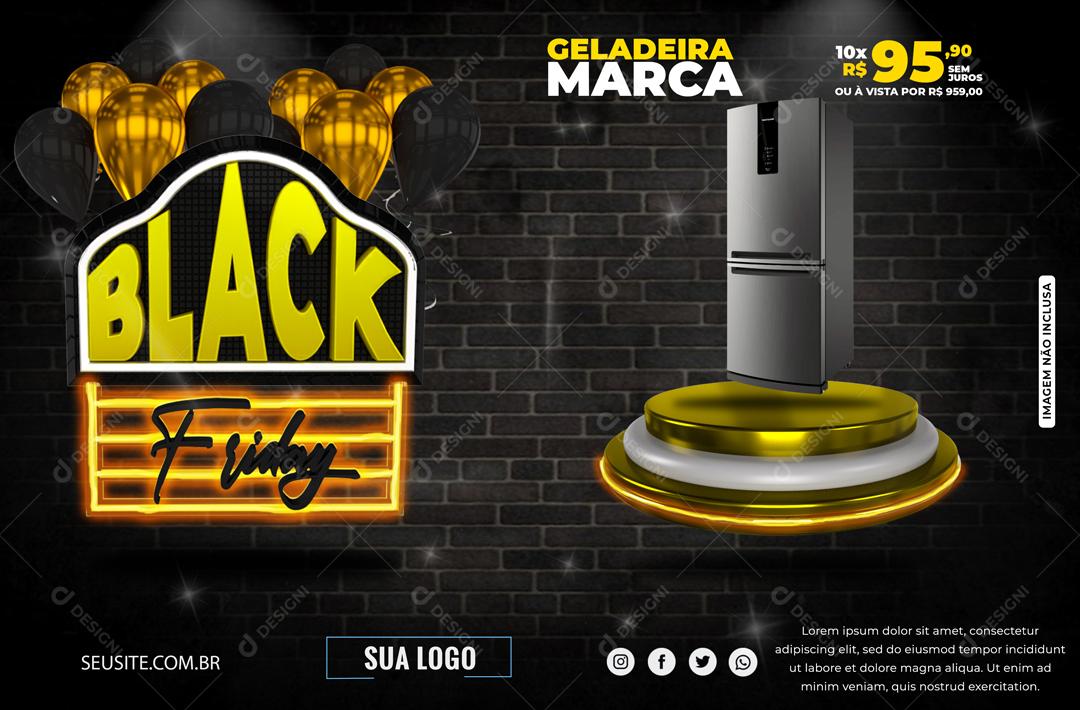 Black Friday Geladeira promoção Lojas Social Media PSD Editável