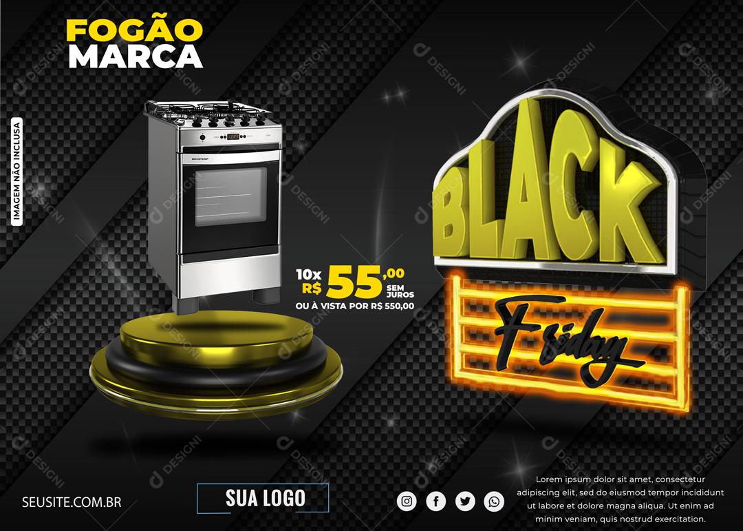 Black Friday Fogão promoção Lojas Social Media PSD Editável