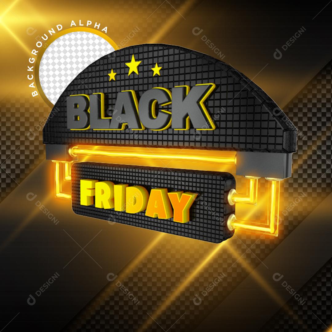 Selo 3D Para Composição Black Friday PSD Editável