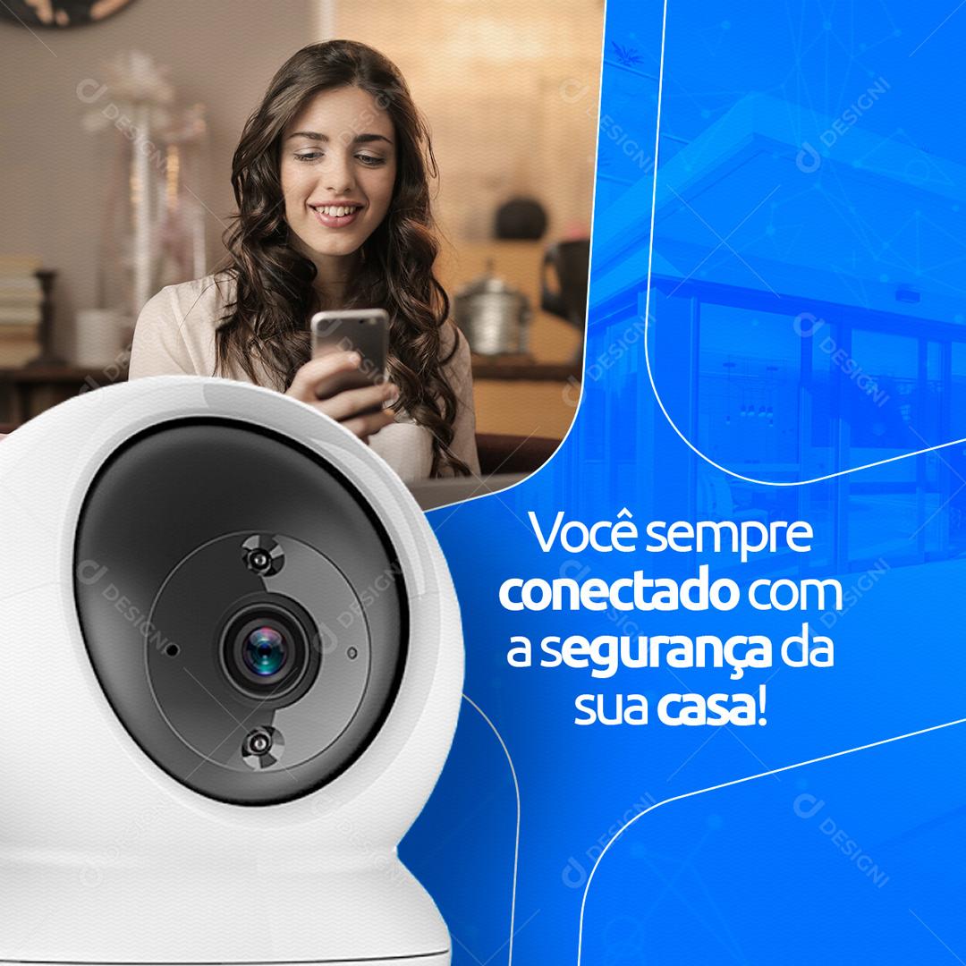 Você Sempre Conectado Com a Segurança Da Sua Casa Social Media PSD Editável