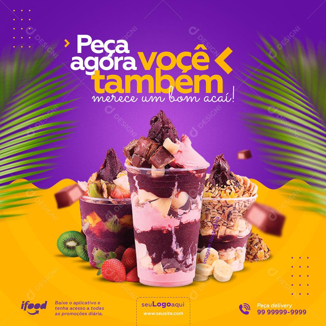 Açaiteria Social Media Peça Agora Açaí PSD Editável