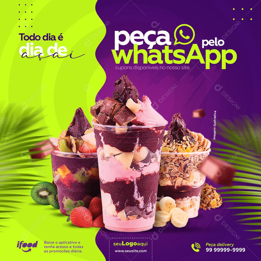 Açaiteria Social Media Todo Dia é Dia De Açaí PSD Editável