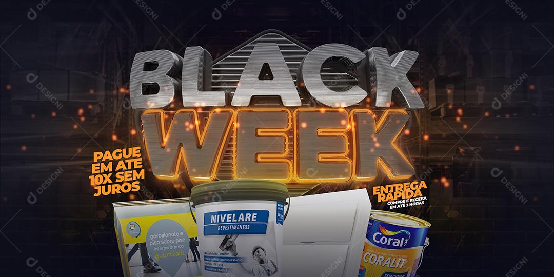 Anúncio Black Week Materiais De Construção Entrega Rápida Social Media PSD Editável